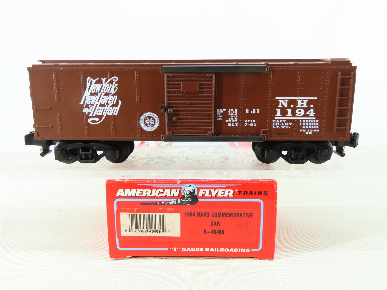 S Scale American Flyer 6-48486 NH New Haven NASG 40' Single Door Box Car #1194