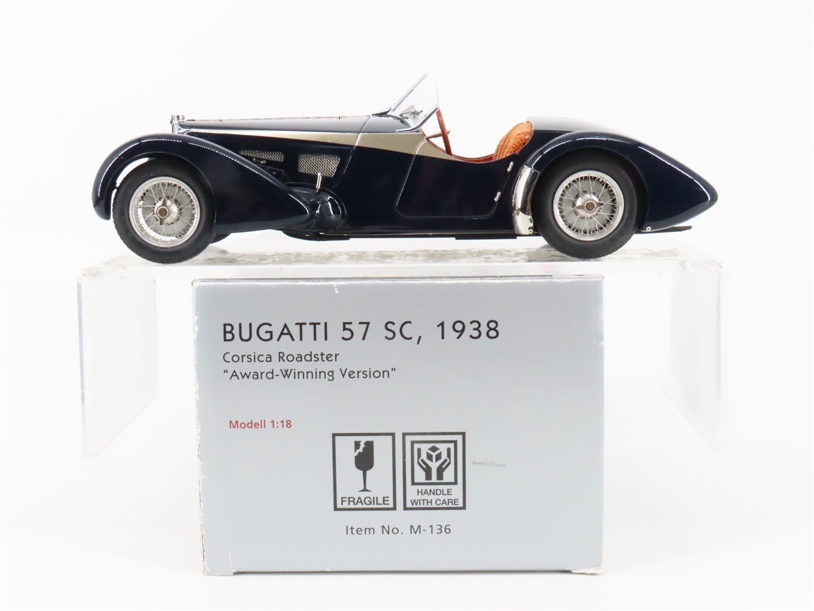 1:18 Scale CMC Die-Cast M-136 1938 Bugatti 57 SC Corsica Roadster