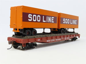 HO Scale Athearn 92358 SOO Line 50' Flat Car #54432 w/ Two 25' Trailers