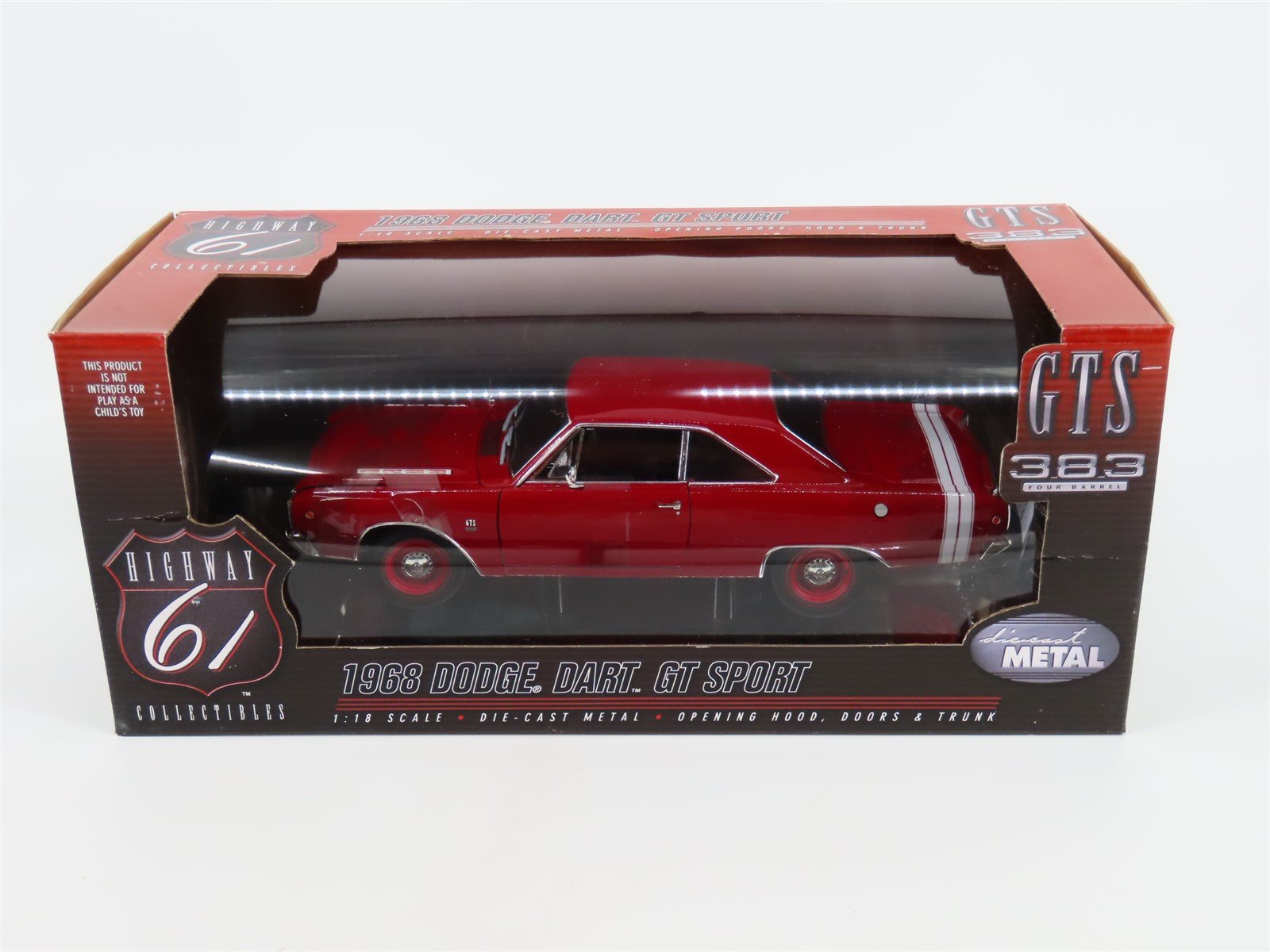 1:18 Scale Ertl Highway 61 #50195 Die-Cast 1968 Dodge Dart GT Sport - Red