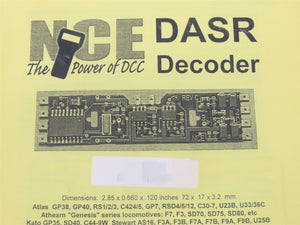NCE DASR Digital DCC Mobile Decoder for HO Scale Atlas, Athearn Genesis & More