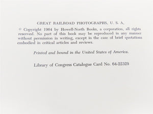 Great Railroad Photographs U.S.A. by Beebe & Clegg ©1964 HC Book - SIGNED & #