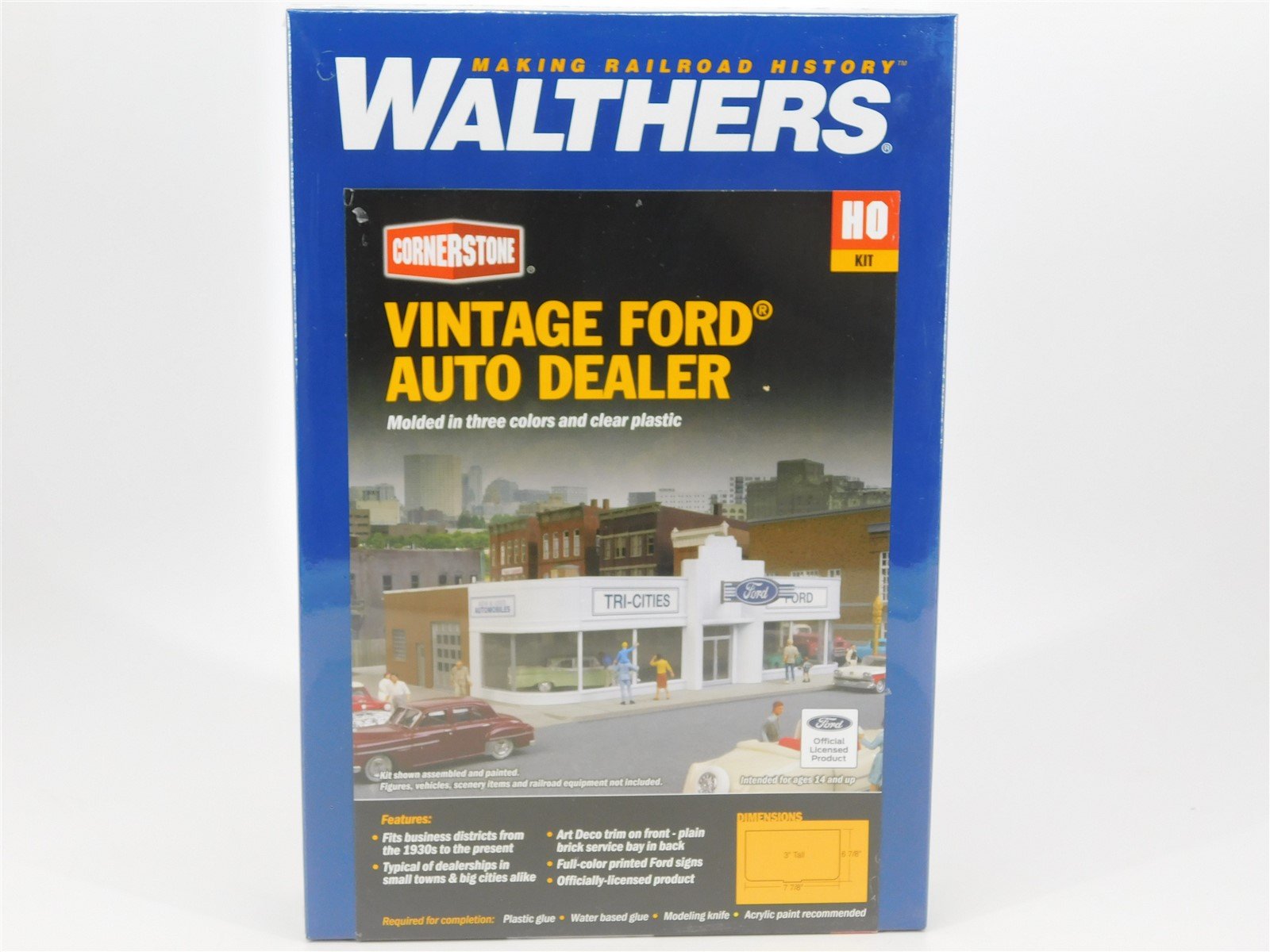 HO Scale Walthers Cornerstone Kit #933-3490 Vintage Ford Auto Dealer - SEALED