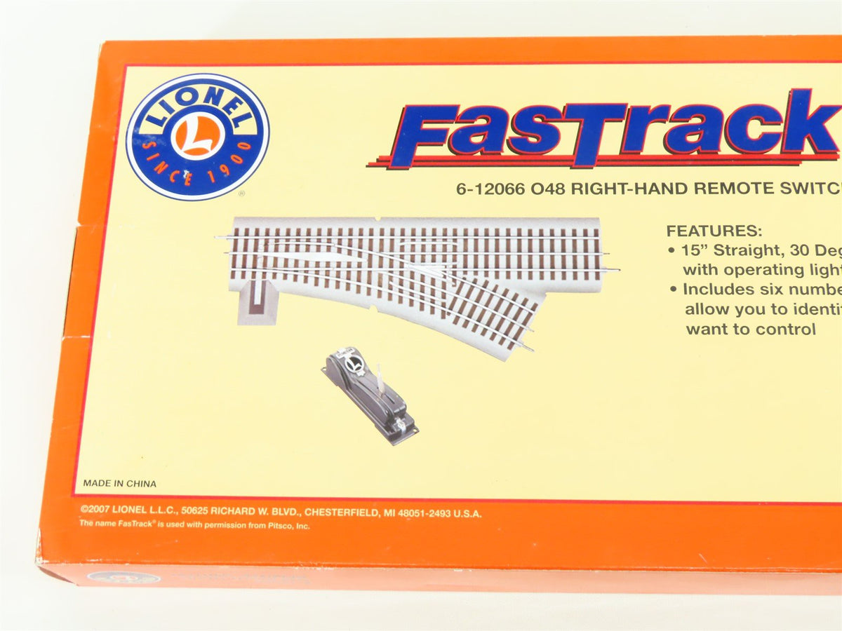 O Gauge 3-Rail Lionel FasTrack #6-12066 O48 Right-Hand Remote Switch Track
