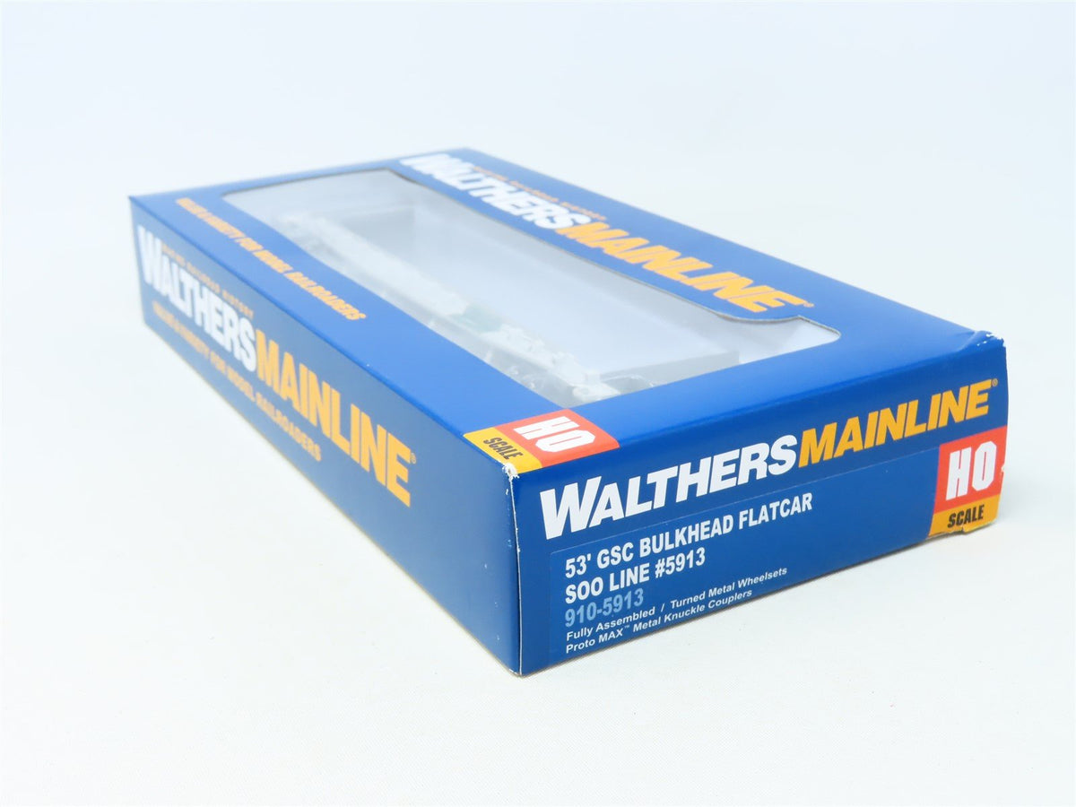 HO Scale Walthers MainLine 910-5913 SOO Line 53&#39; GSC Bulkhead Flatcar #5913