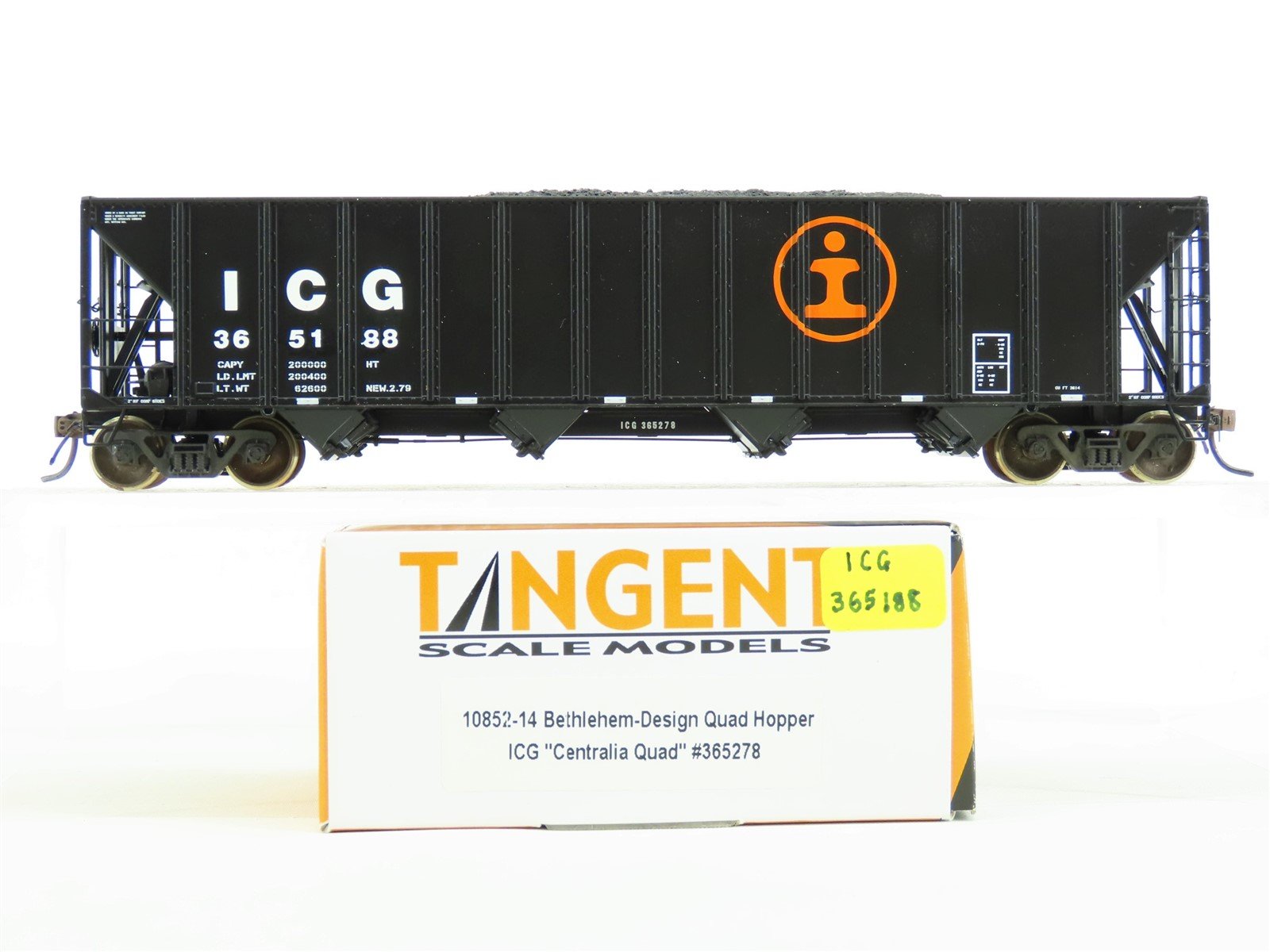 HO Tangent #10852-14 ICG Illinois Central Gulf 4-Bay Hopper #365188 - Custom