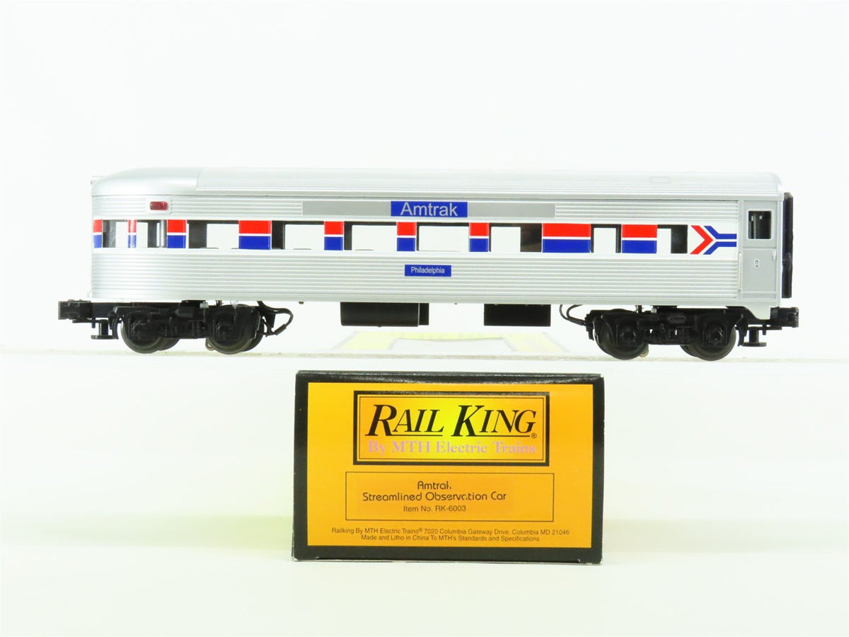 O Gauge 3-Rail MTH RailKing RK-6003 AMTK Amtrak Obs Passenger &quot;Philadelphia&quot;
