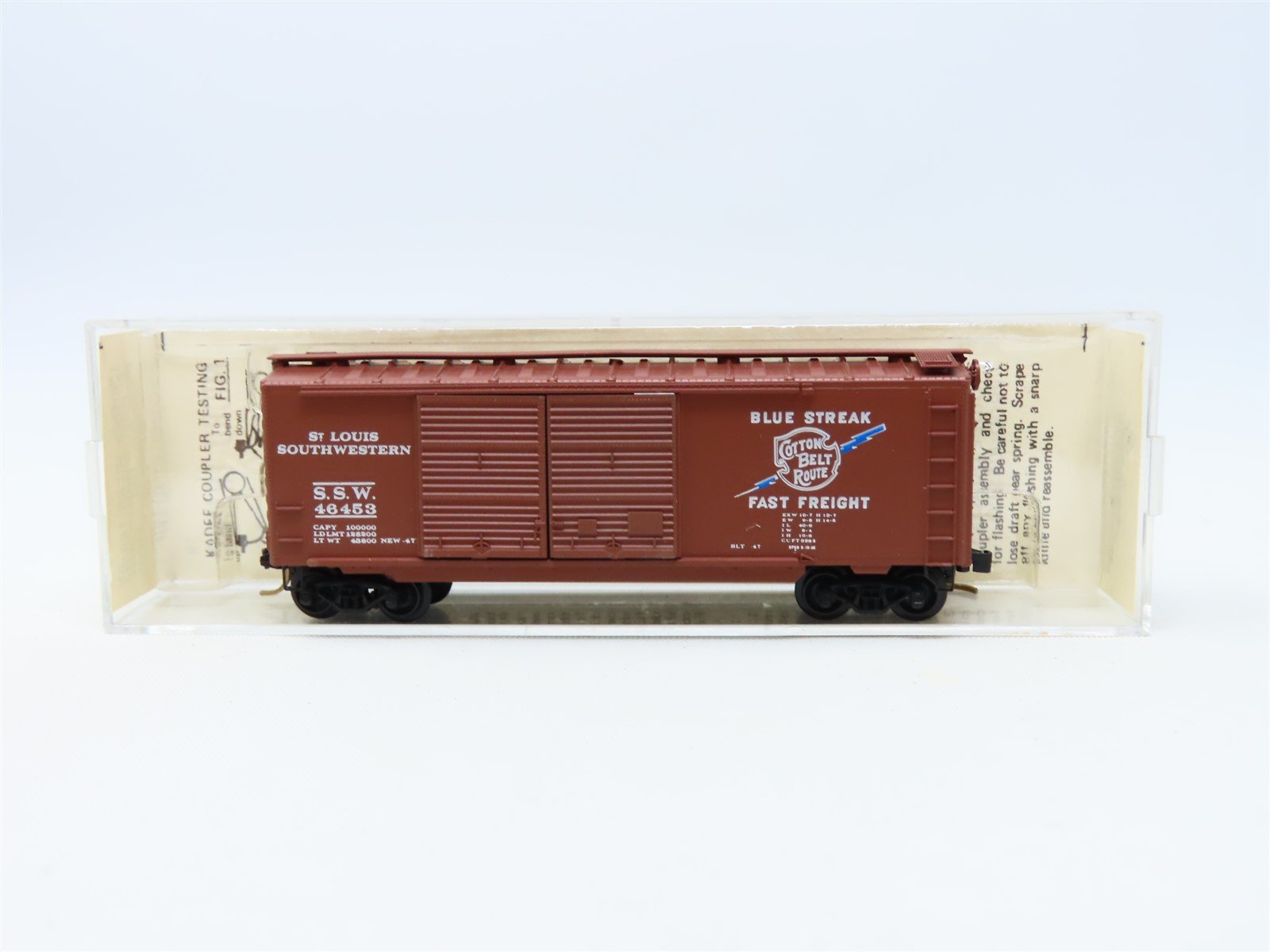 N Kadee Micro-Trains MTL #23030 SSW Cotton Belt Blue Streak 40' Box Car #46453