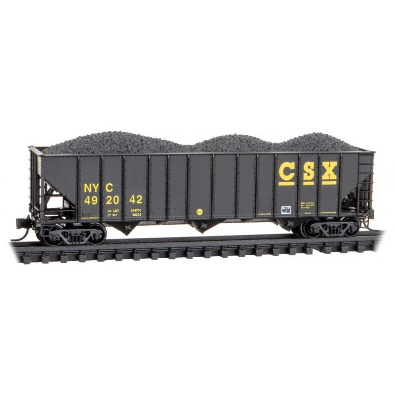 N Scale Micro-Trains MTL 10800622 NYC CSX 3-Bay Hopper #492042 w/ Coal Load