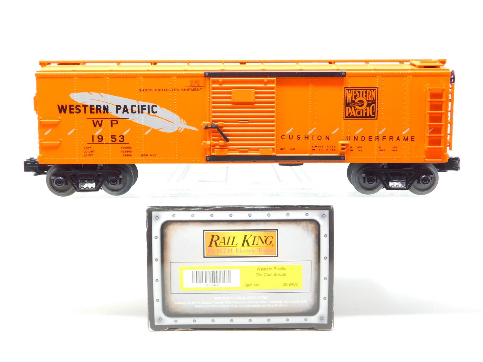 O Gauge 3-Rail MTH Rail King 30-8402 WP Western Pacific "Feather" Box Car #1953
