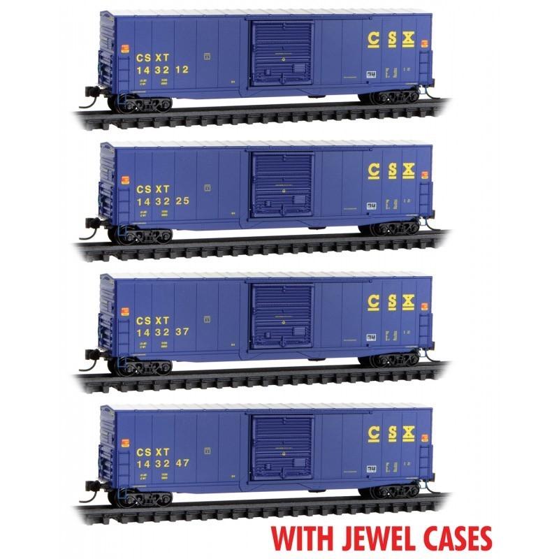 N Scale Micro-Trains MTL 98300220 CSX Transportation 50&#39; Box Cars 4-Pack