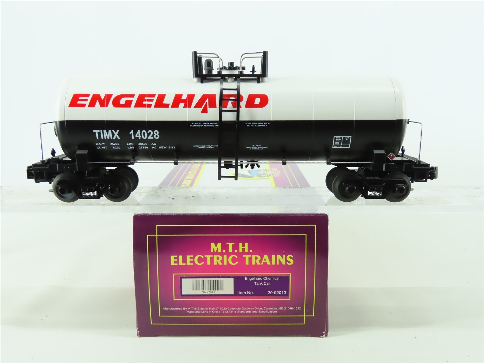 O Gauge 3-Rail MTH 20-92013 TIMX Engelhard Chemical 14k Gal Tank Car #14028