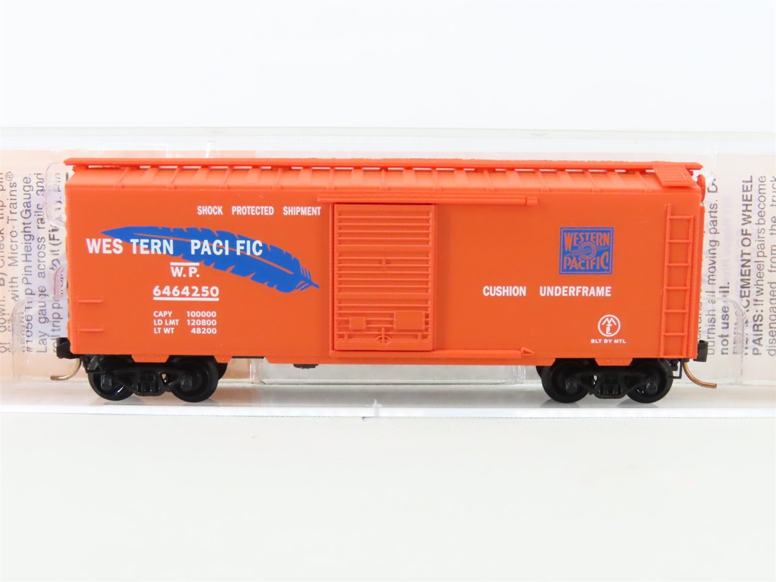 N Micro-Trains MTL WP Western Pacific "Feather" Single Door Box Car #6464250