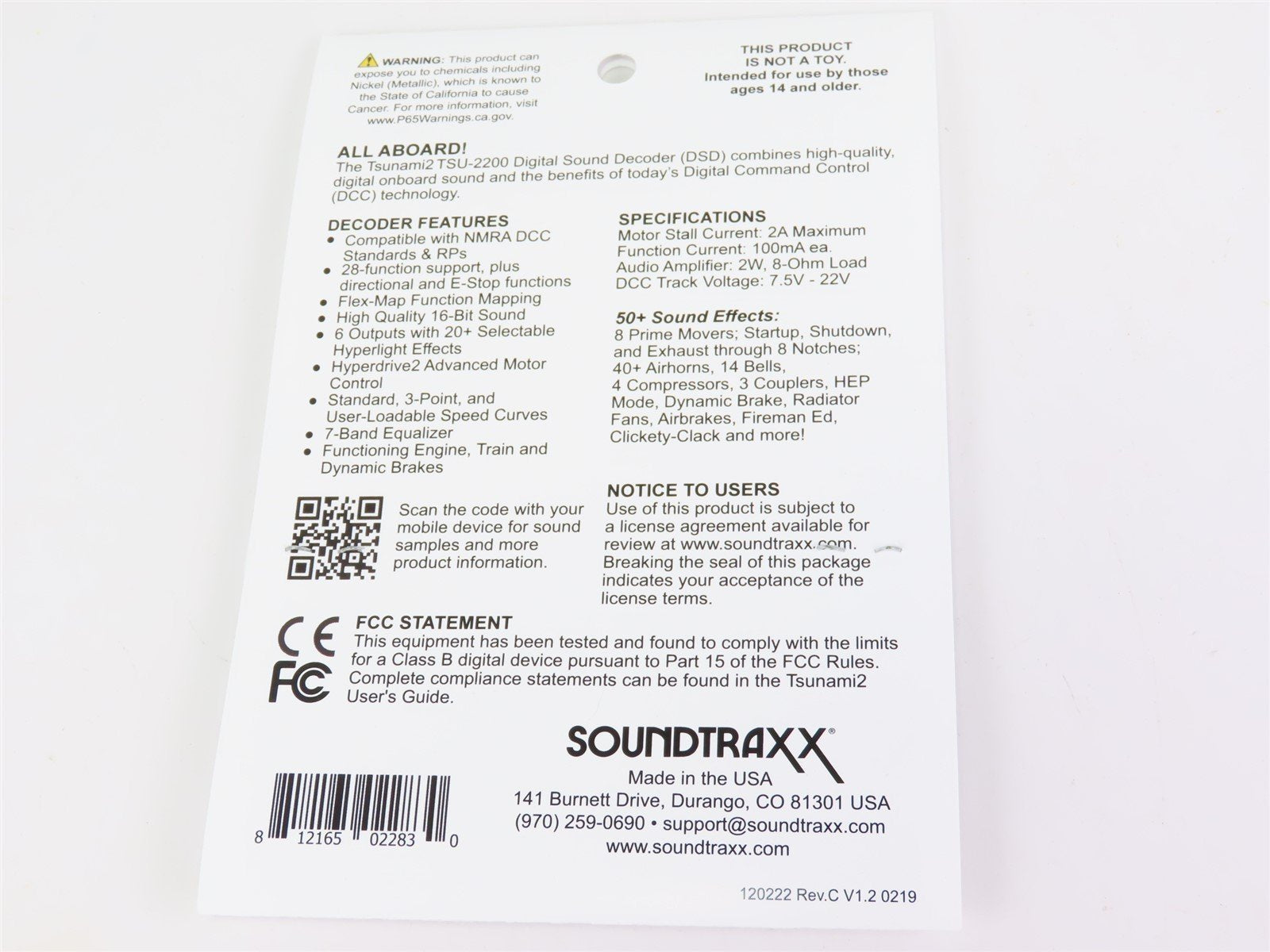 Soundtraxx Tsunami 2 TSU-2200 885006 GE Diesel DCC / SOUND Decoder