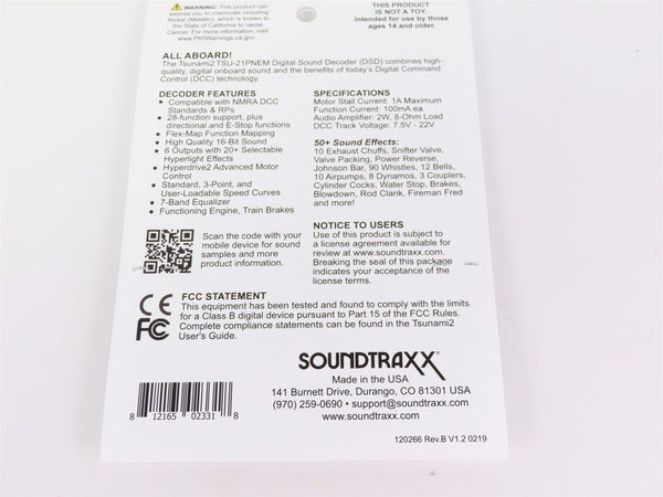 Soundtraxx Tsunami 2 TSU-21PNEM 884008 Steam-2 DCC / SOUND Decoder 6-F ...