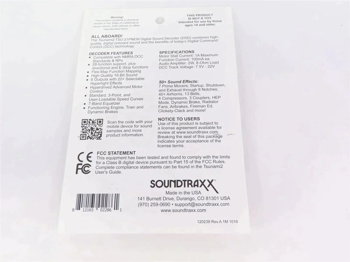 Soundtraxx Tsunami 2 TSU-21PNEM 885010 GE Diesel DCC / SOUND Decoder