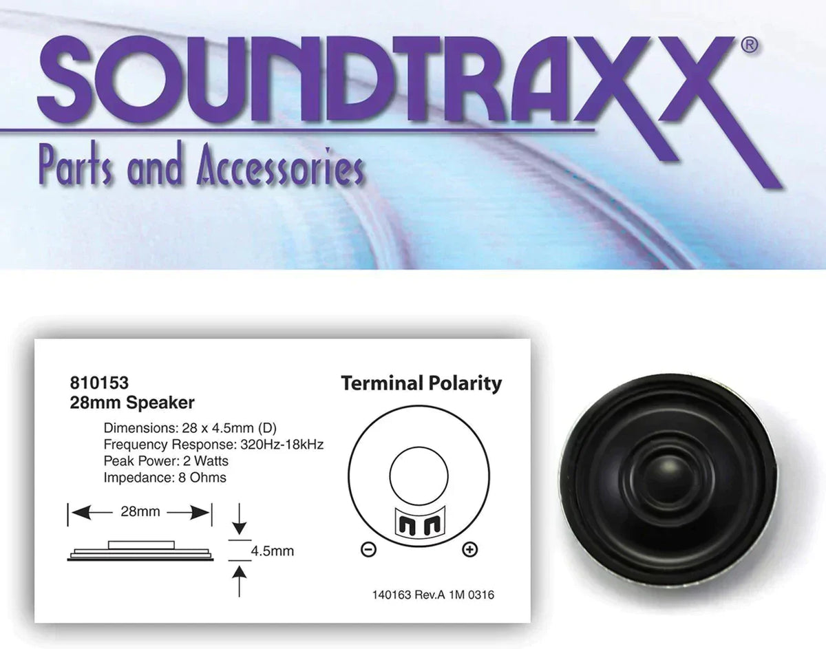 Soundtraxx 810153 - 28mm (1&quot;) Round Speaker for N or HO Scale DCC / SOUND