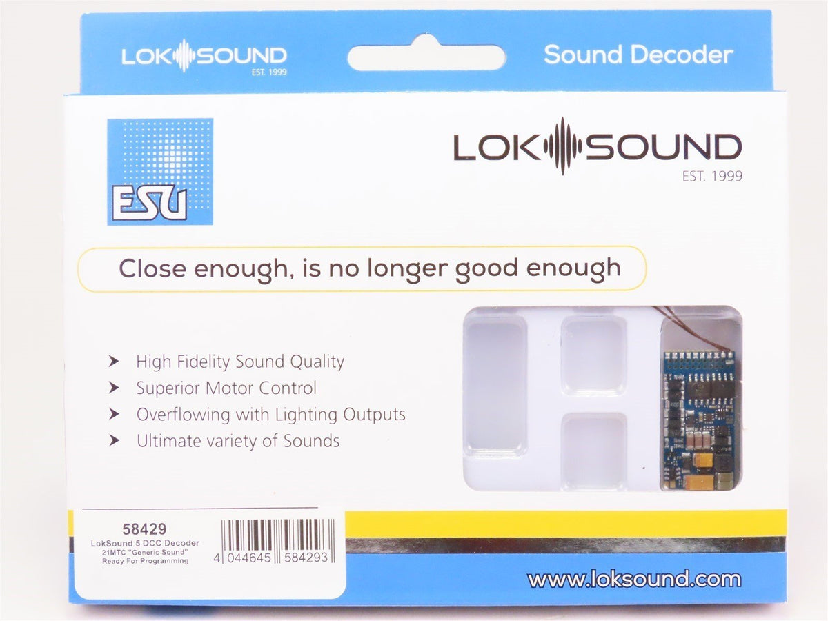 ESU LokSound 58429 V5 21MTC NEM660 Blank HO DCC Sound Decoder