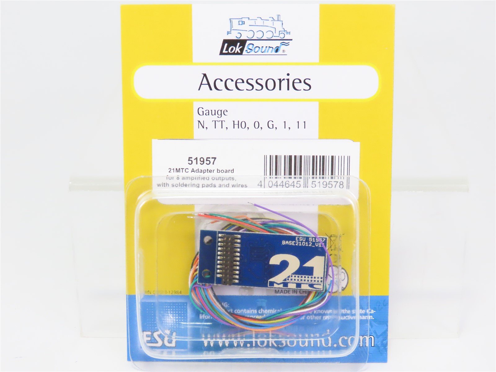 ESU LokSound 51957 21MTC adapter board for 10 Outputs Solder Contacts & Wires