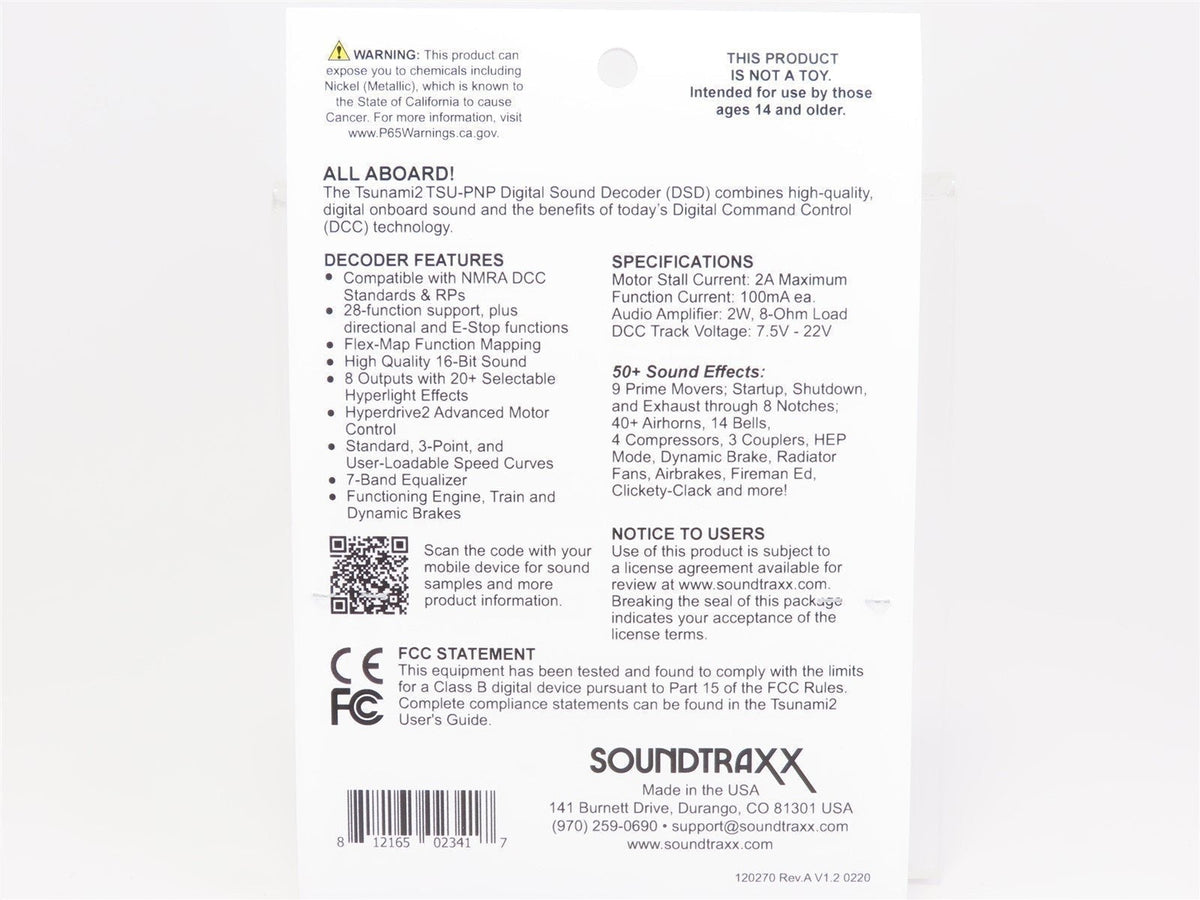 Soundtraxx Tsunami 2 TSU-PNP8 885814 GE Diesel DCC / SOUND Decoder