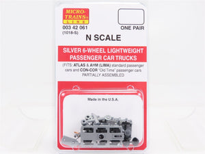 N Scale Micro-Trains MTL 00342061 (1018-S) Silver 6-Wheel Passenger Truck 1 Pair