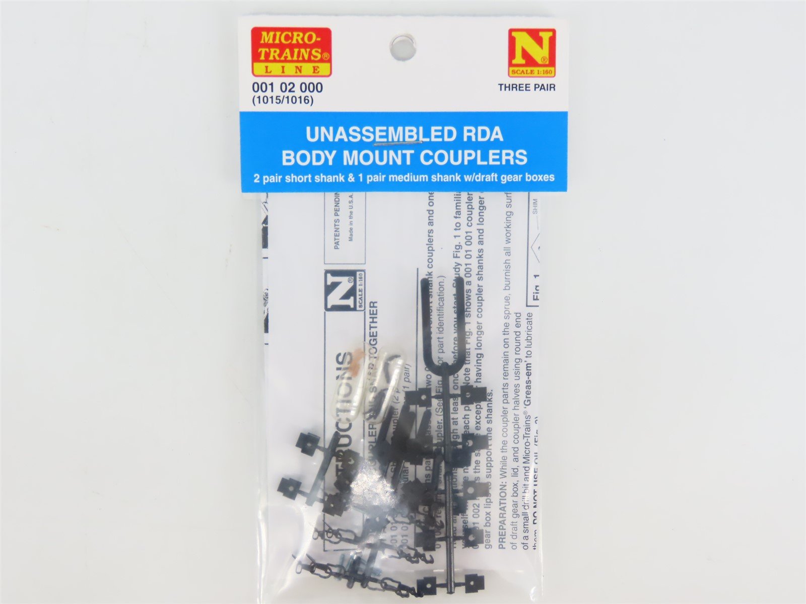 N Scale Micro-Trains MTL 00102000 Unassembled RDA Body Mount Couplers