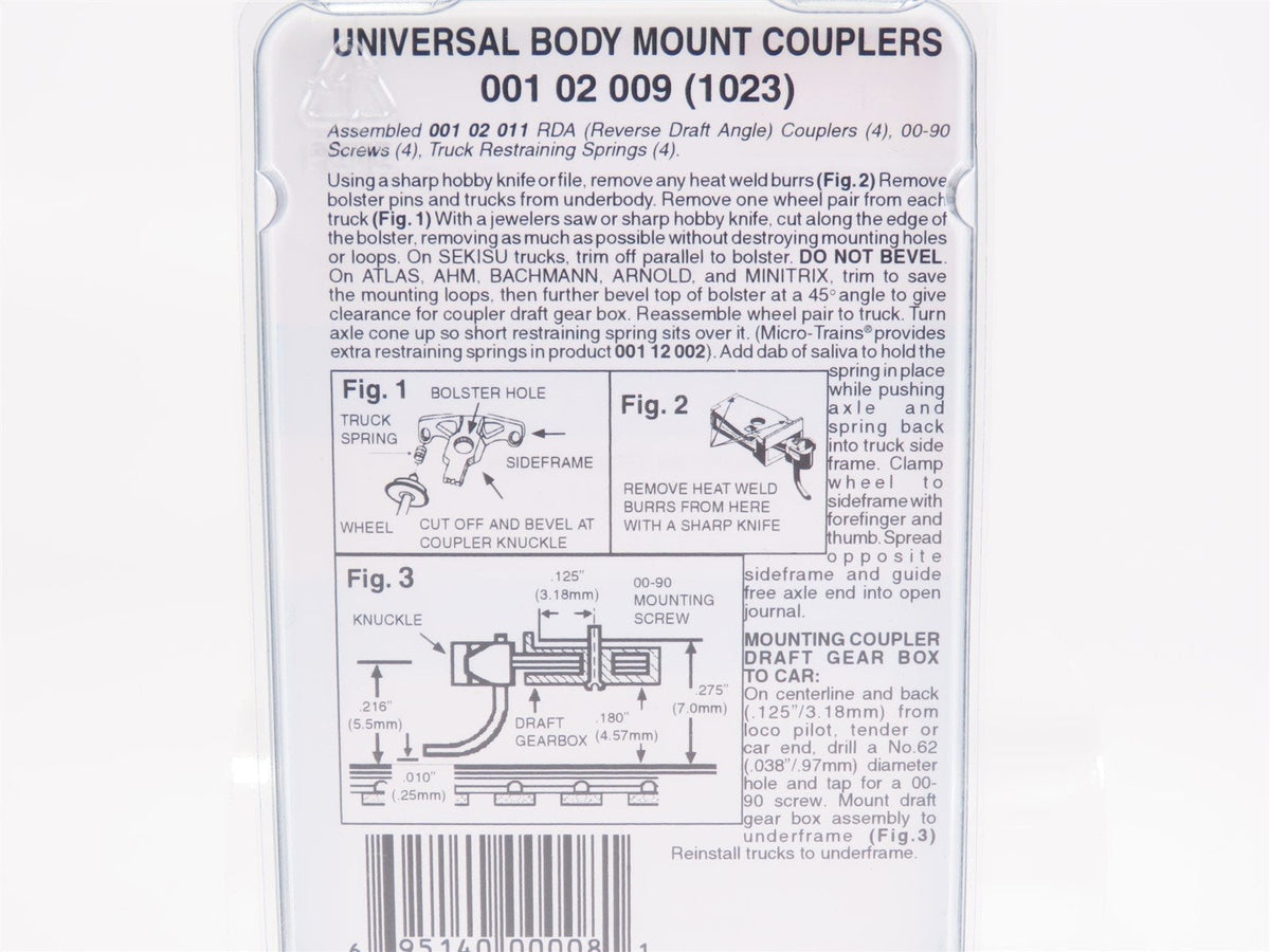 N Scale Micro-Trains MTL 00102009 (1023) Universal Body Mount Couplers - 2 Pair