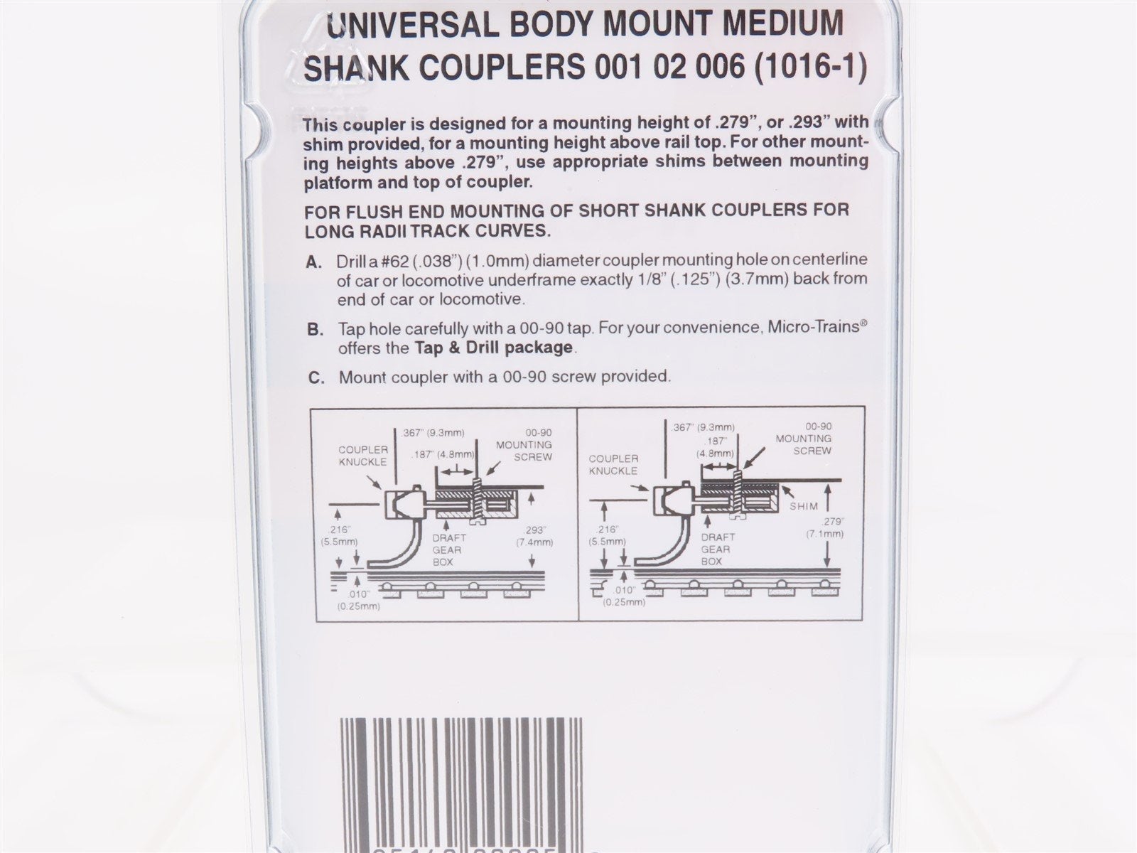 N Scale Micro-Trains MTL 00102006 Universal Body Mount Medium Shank Couplers