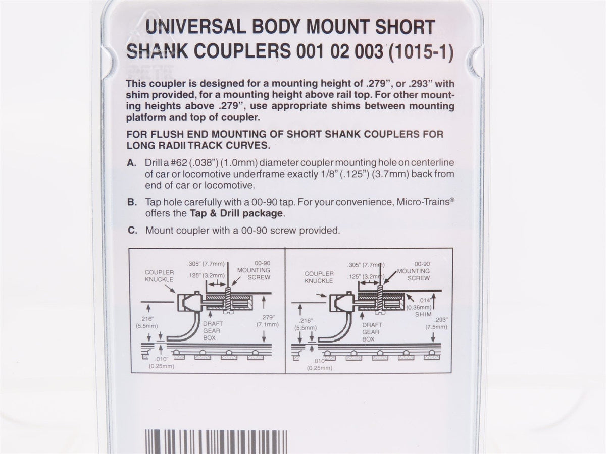 N Scale Micro-Trains MTL 00102003 Universal Body Mount Short Shank Couplers