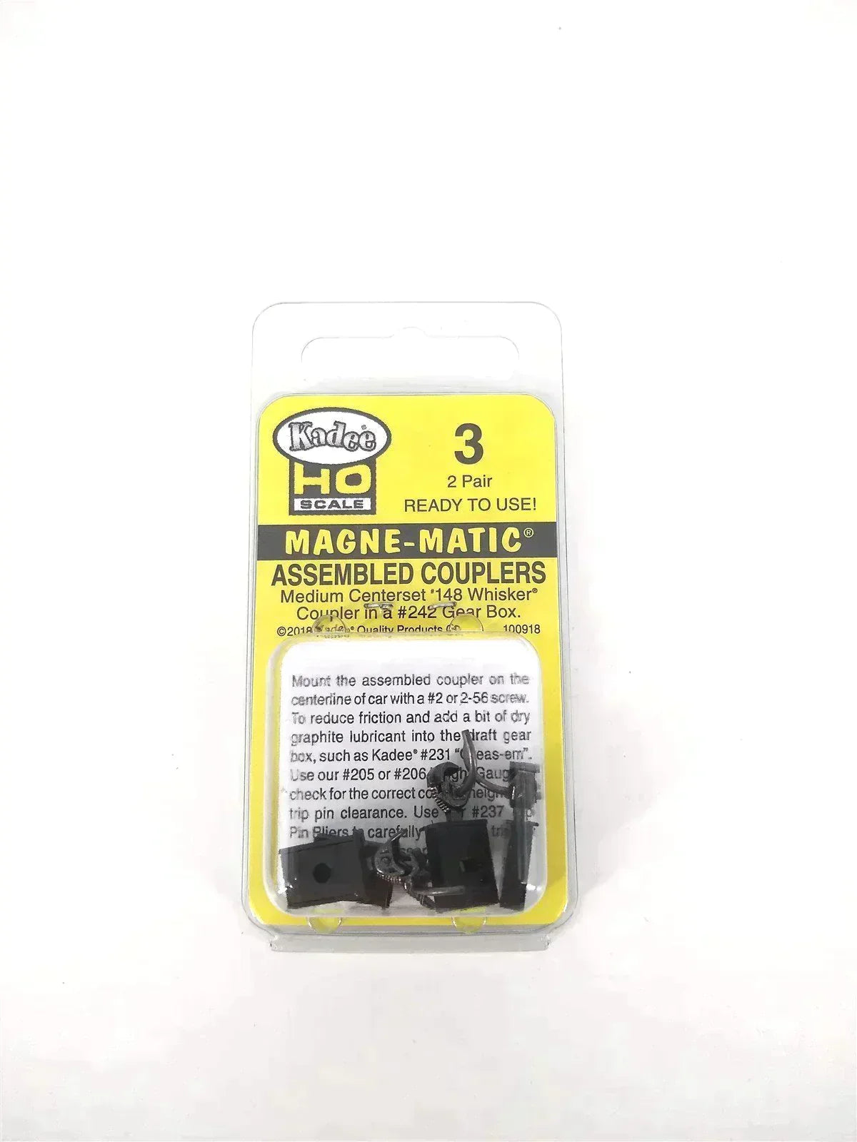 HO Scale Kadee #3 Magne-Matic #148 Whisker Knuckle Coupler 2-Pair/pk SEALED