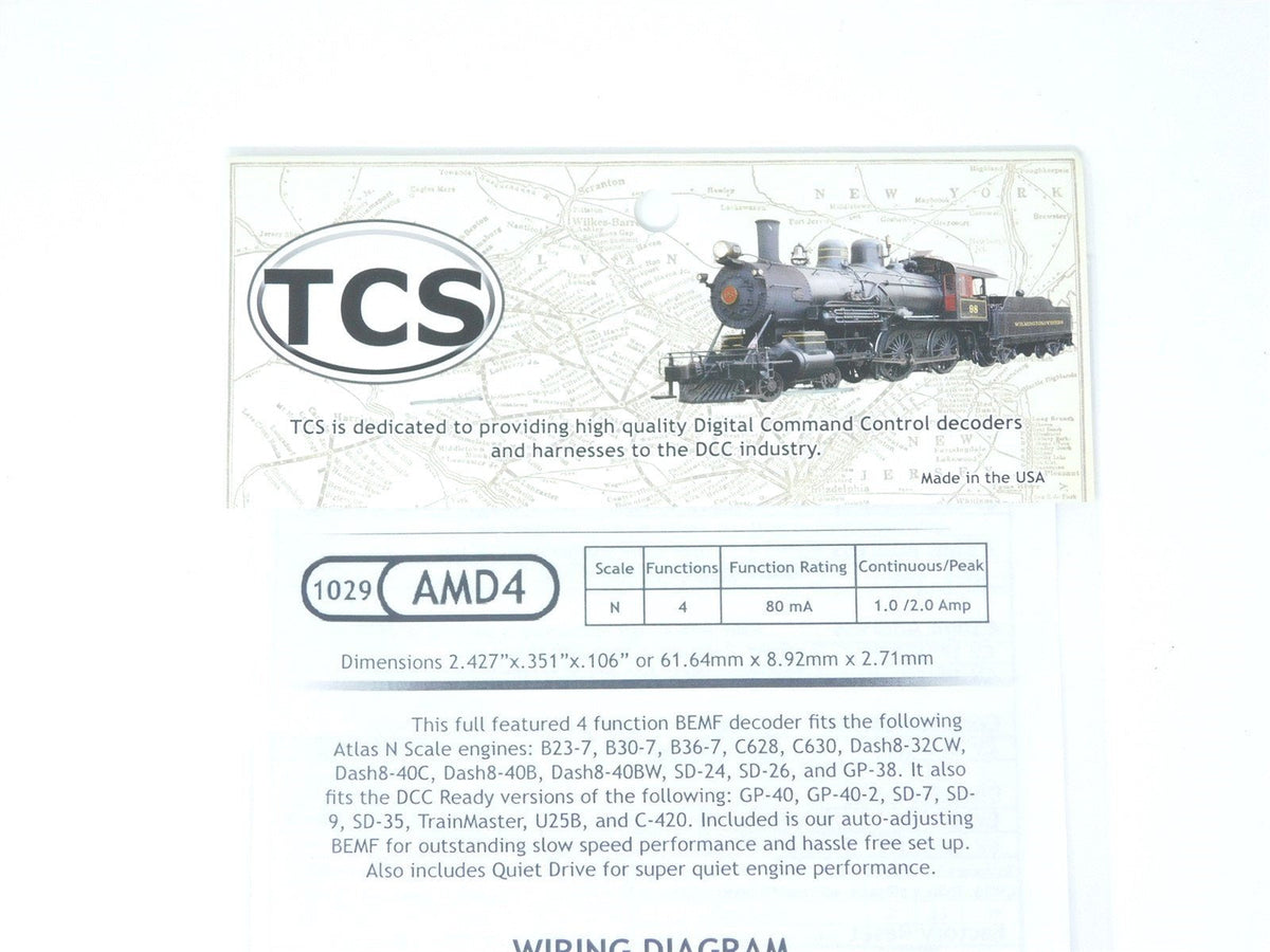 TCS 1029 AMD4 4-Function N Scale DCC Drop-in Decoder for Atlas Diesel