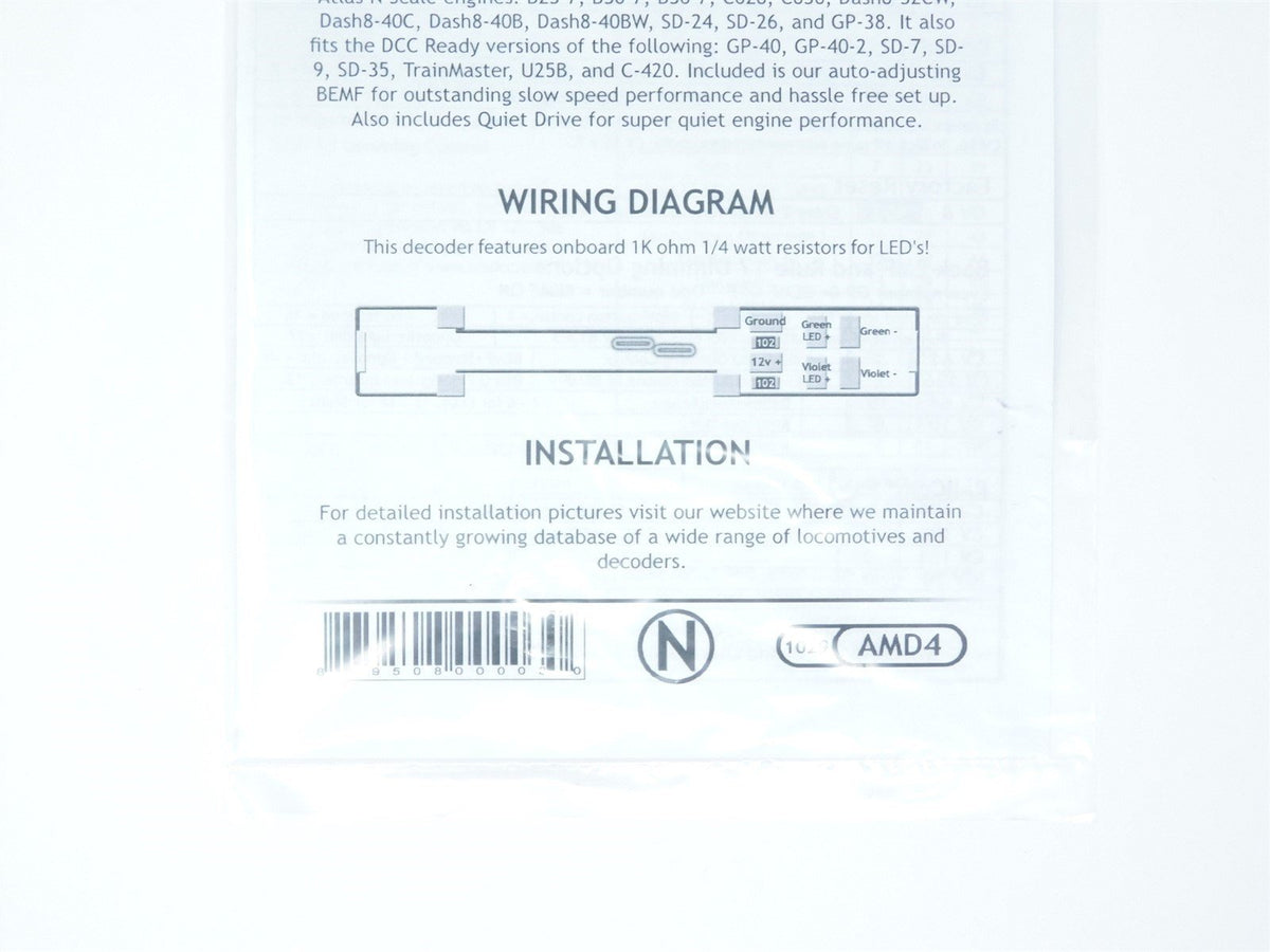 TCS 1029 AMD4 4-Function N Scale DCC Drop-in Decoder for Atlas Diesel