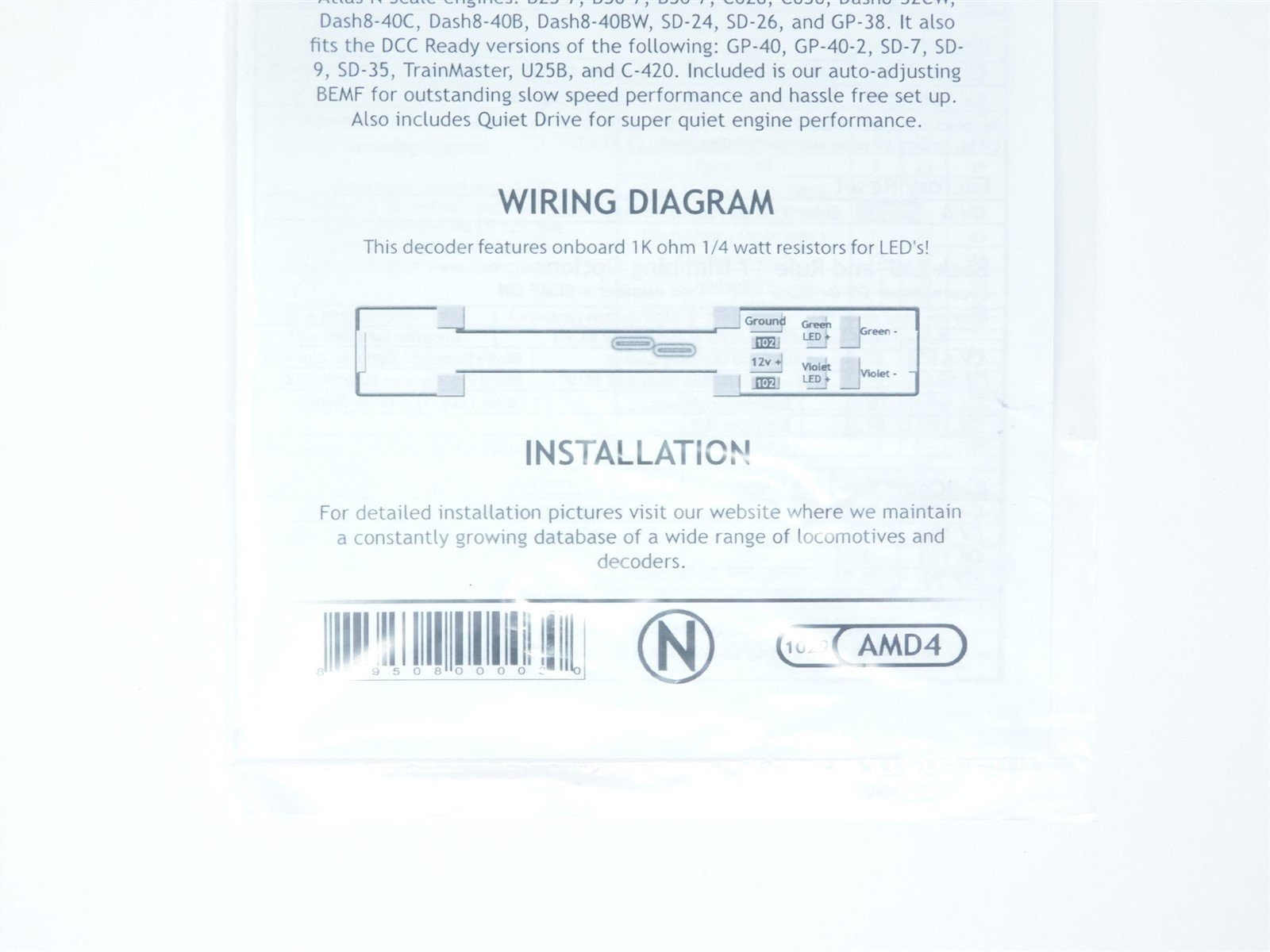 TCS 1029 AMD4 4-Function N Scale DCC Drop-in Decoder for Atlas Diesel