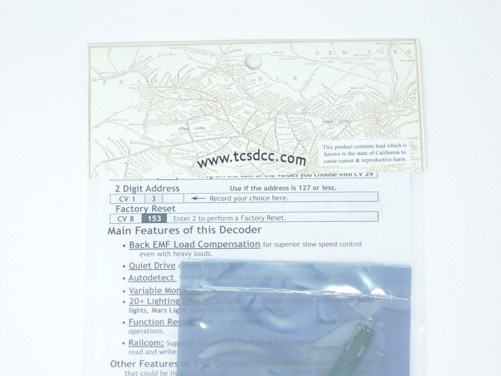 TCS 1416 AS6 6-Function HO Scale DCC Drop-in Decoder: Atlas S1, S2, S3 & S4