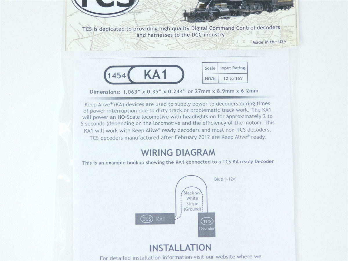 TCS 1454 KA1 DCC Keep-Alive: Interruption Power for HO &amp; N Scale Locomotives