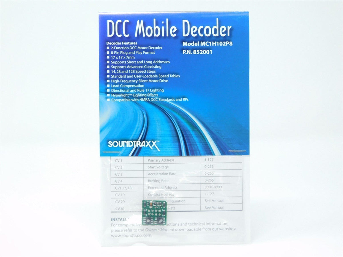 Soundtraxx MC1H102P8 #852001 2-Function DCC Mobile Decoder NMRA 8-Pin