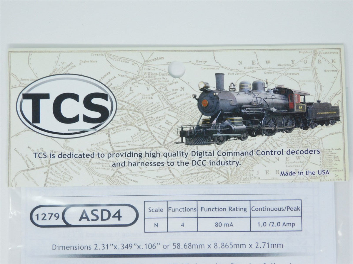 TCS 1279 ASD4 4-Function BEMF N Scale DCC Drop-in Decoder: Atlas GP Units