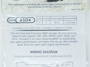 TCS 1279 ASD4 4-Function BEMF N Scale DCC Drop-in Decoder: Atlas GP Units