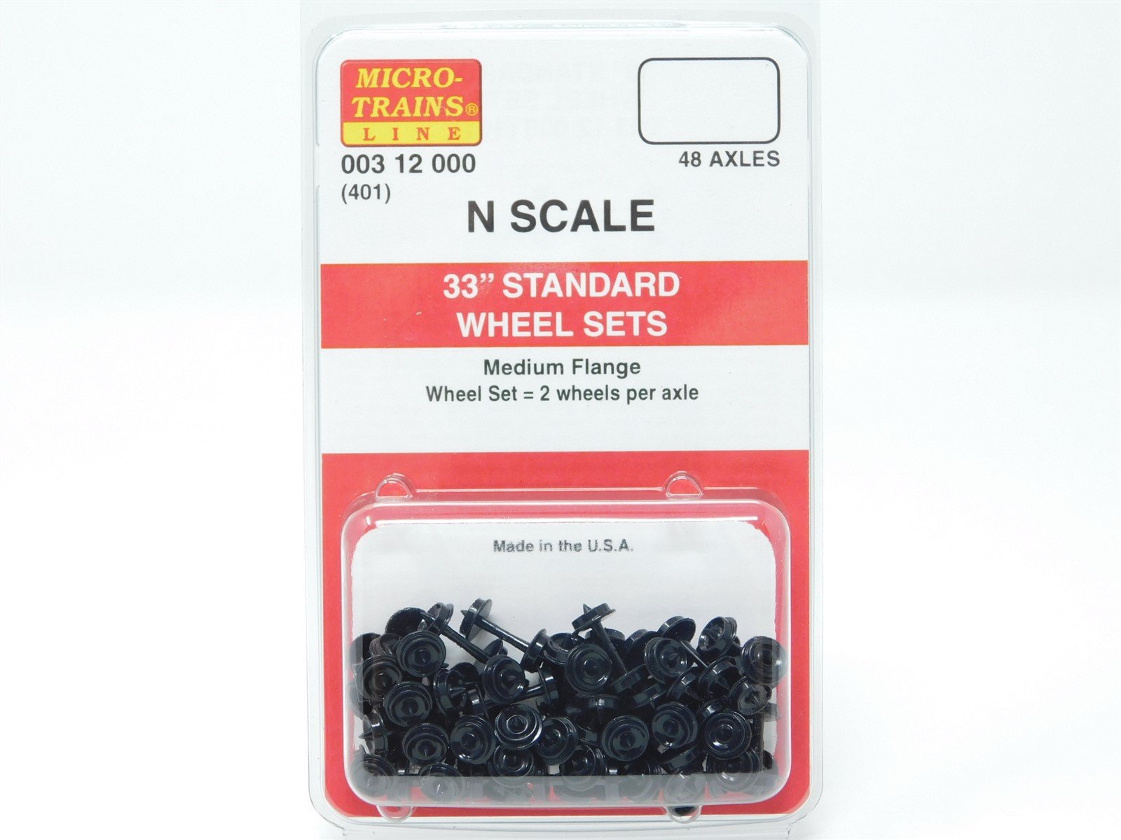 N Scale Micro-Trains MTL 00312000 (401) Medium Flange 33" Standard Wheel Sets