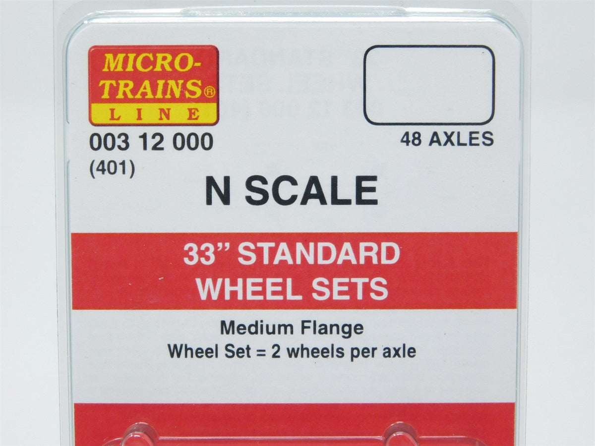 N Scale Micro-Trains MTL 00312000 (401) Medium Flange 33&quot; Standard Wheel Sets