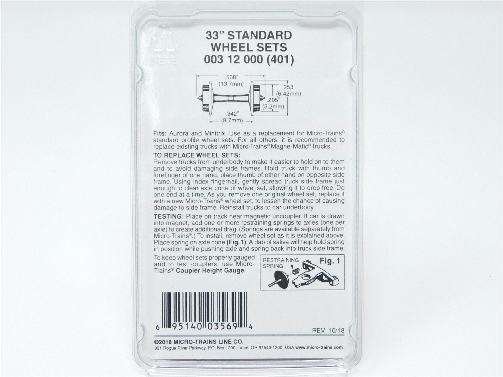 N Scale Micro-Trains MTL 00312000 (401) Medium Flange 33