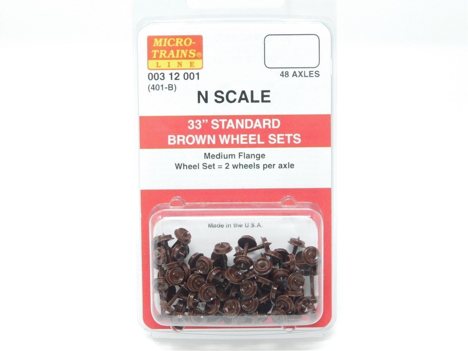 N Scale Micro-Trains MTL 00312001 (401-B) 33" Wheel Sets (Brown) - 48 Axles