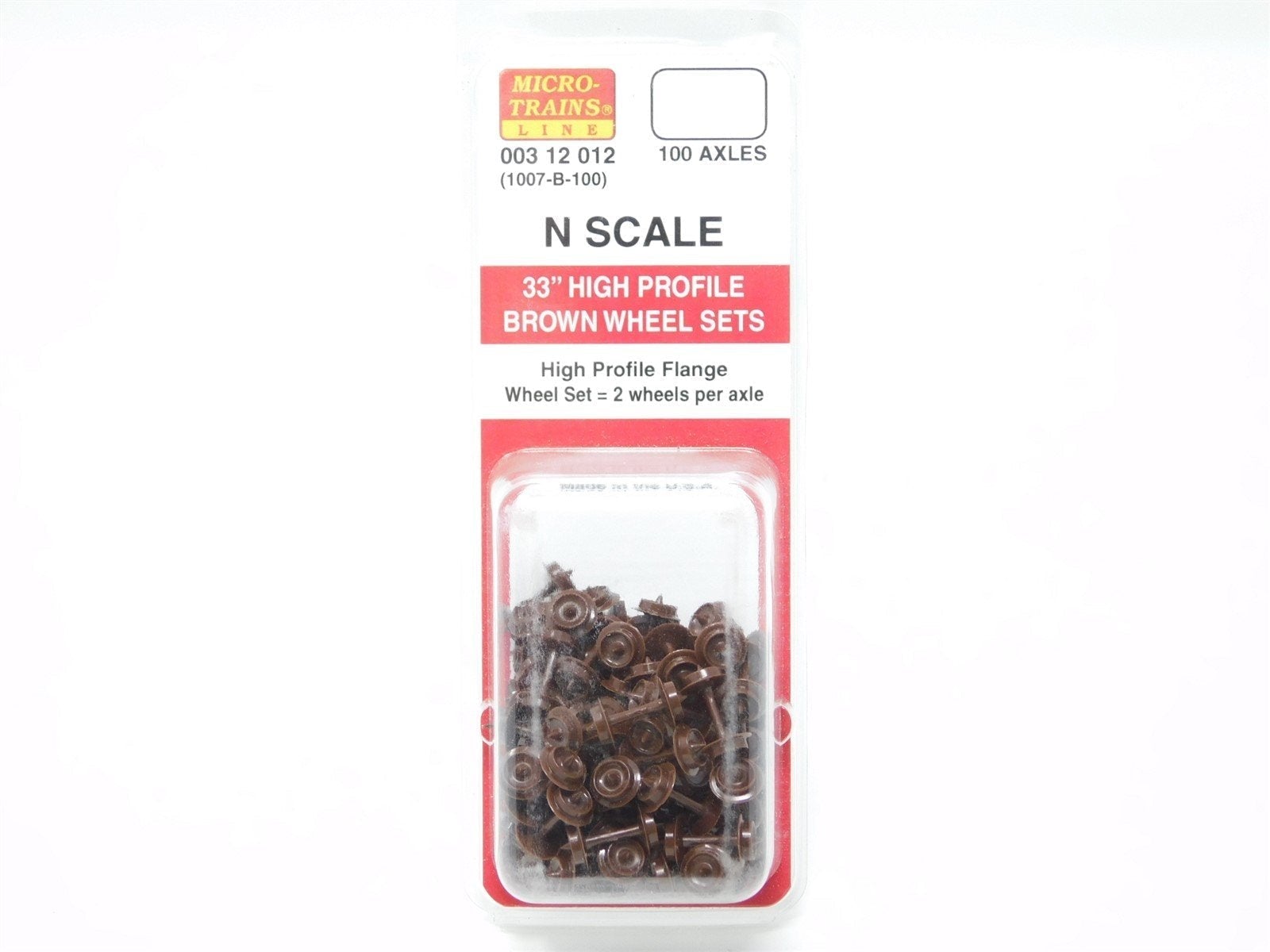 N Scale Micro-Trains MTL 00312012 High Profile 33" Wheel Sets Brown 100 Axles