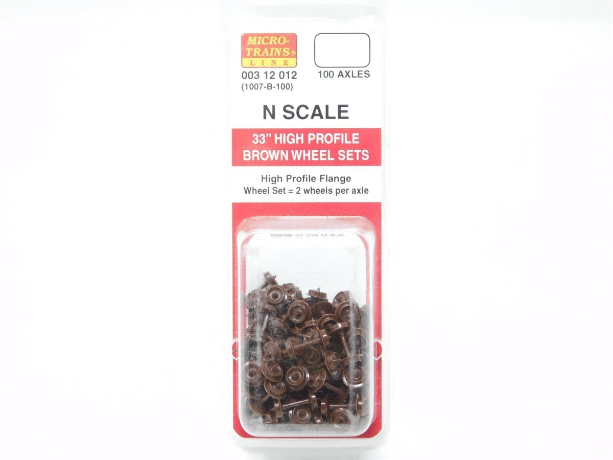 N Scale Micro-Trains MTL 00312012 High Profile 33&quot; Wheel Sets Brown 100 Axles