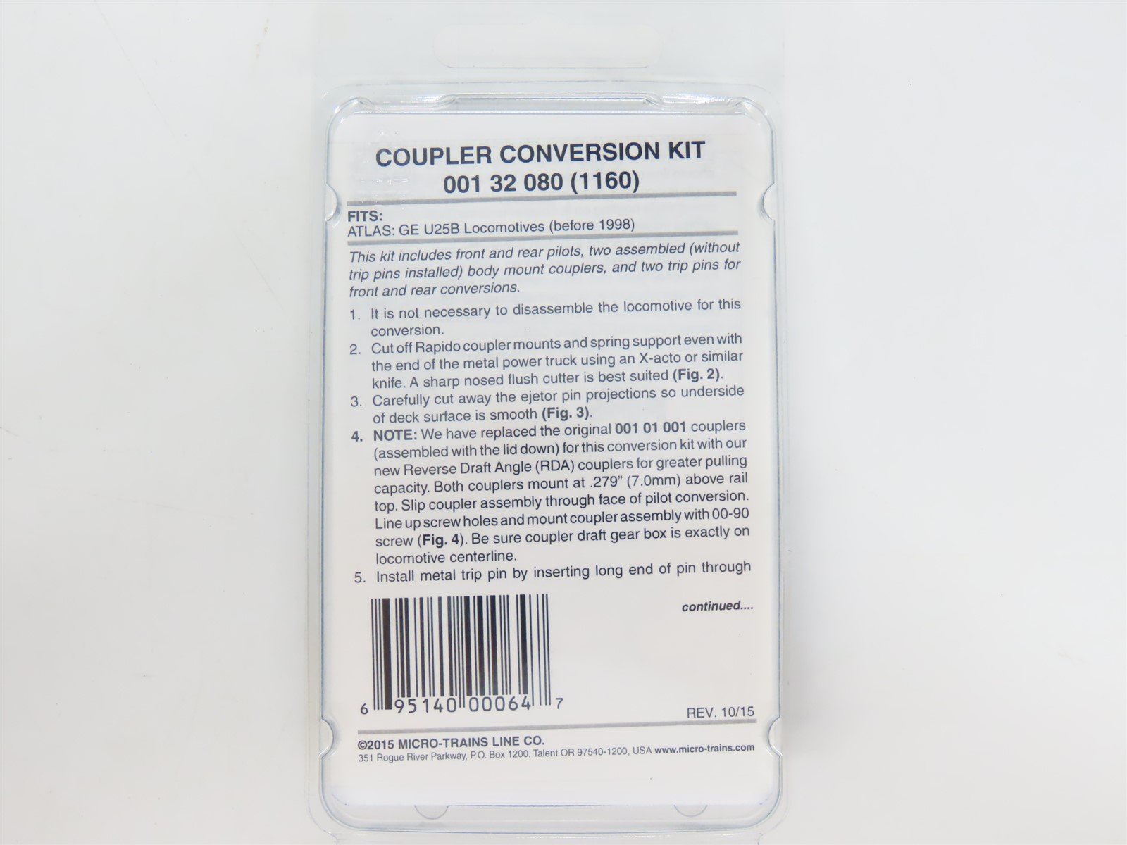 N Scale Micro-Trains MTL 00132080 (1160) Atlas GE U25B Diesel Coupler Conversion