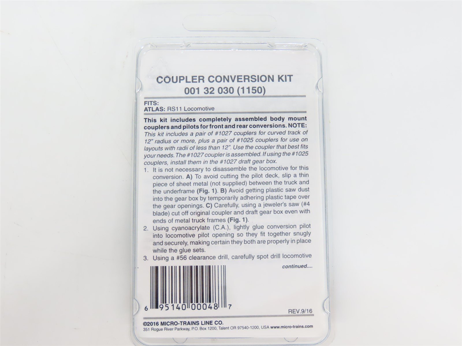 N Scale Micro-Trains MTL 00132030 (1150) Atlas RS11 Diesel Coupler Conversion