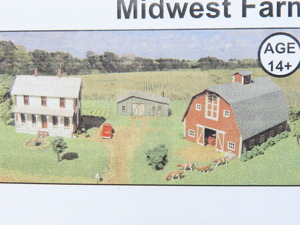 N Scale AMB American Model Builders Laser Kit #614 Midwest Farm Combo Building