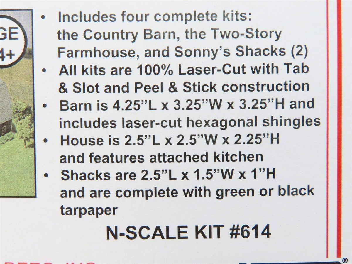 N Scale AMB American Model Builders Laser Kit #614 Midwest Farm Combo Building