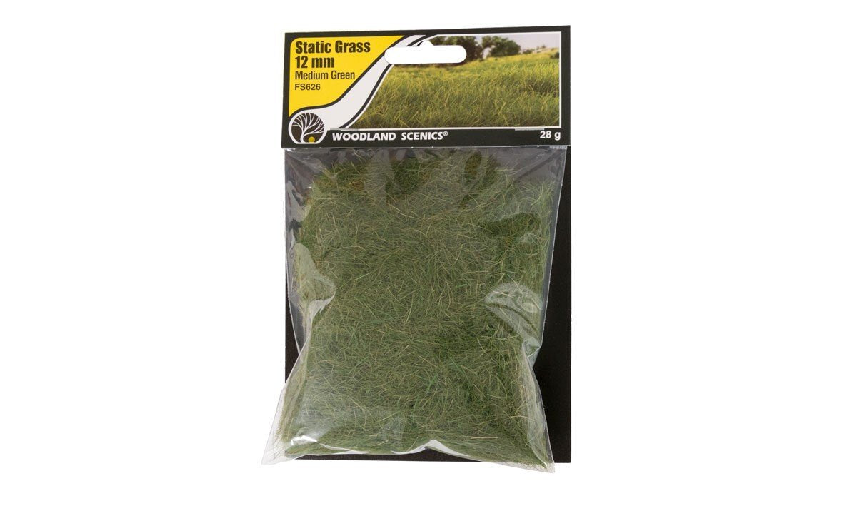 HO Scenery Woodland Scenics FS626 Static Grass 12 mm Medium Green - Field System