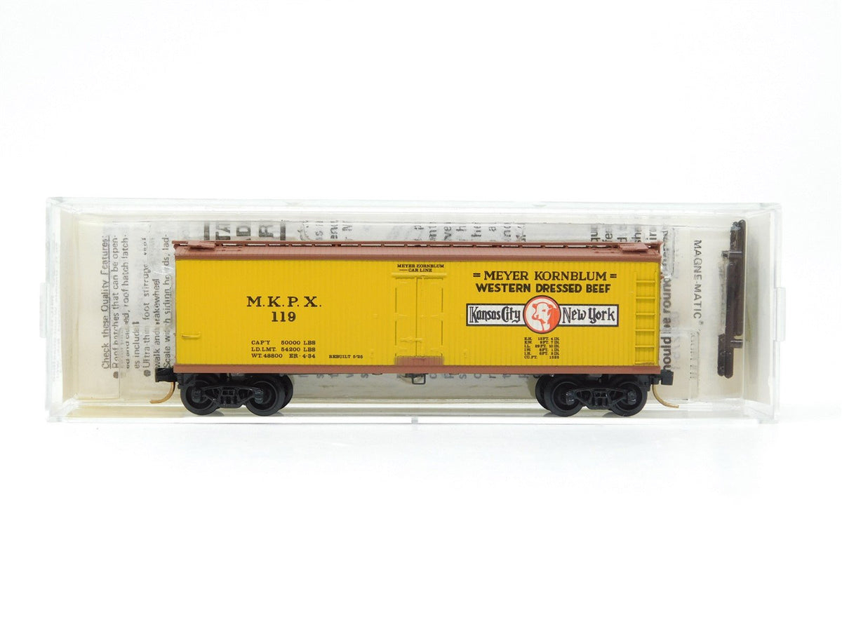 N Scale Kadee Micro-Trains MTL 49100 MKPX Meyer Kornblum 40&#39; Wooden Reefer #119